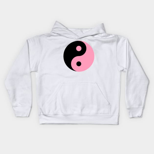 Yin Yang in black and pink Kids Hoodie by NovaOven